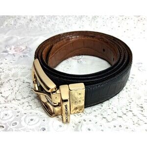 Stacy Adams 42" Black Belt Gold Buckle Single Prong Office Dress